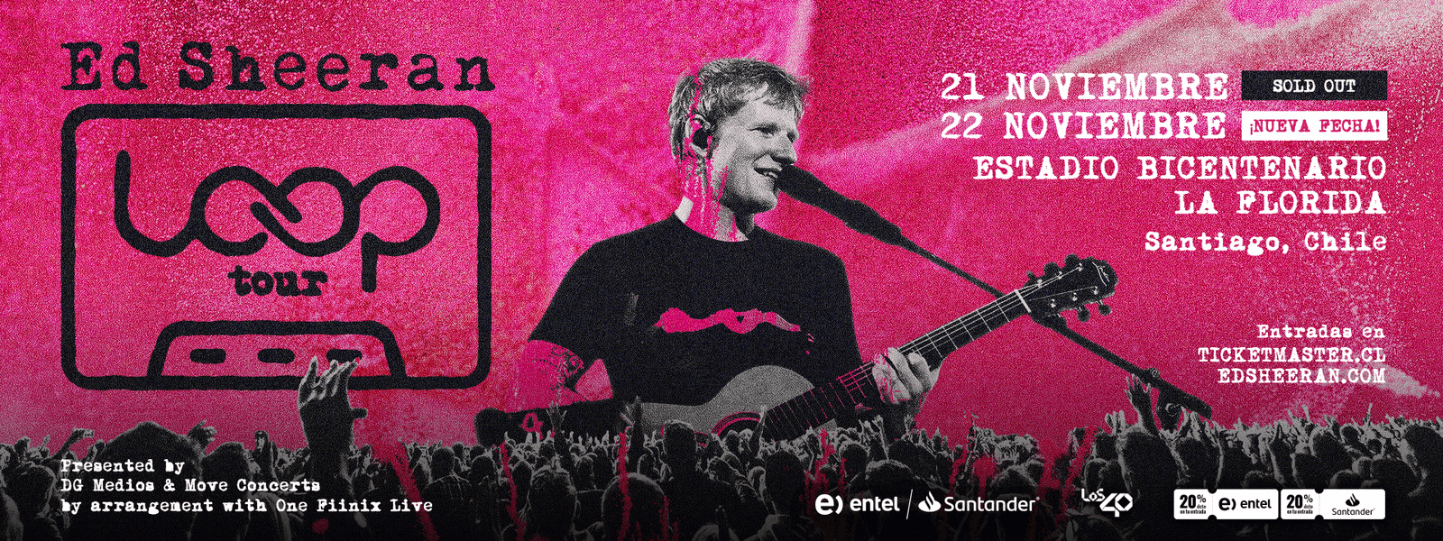 Ed Sheeran desde Rancagua - afiche del concierto y transporte FanRide